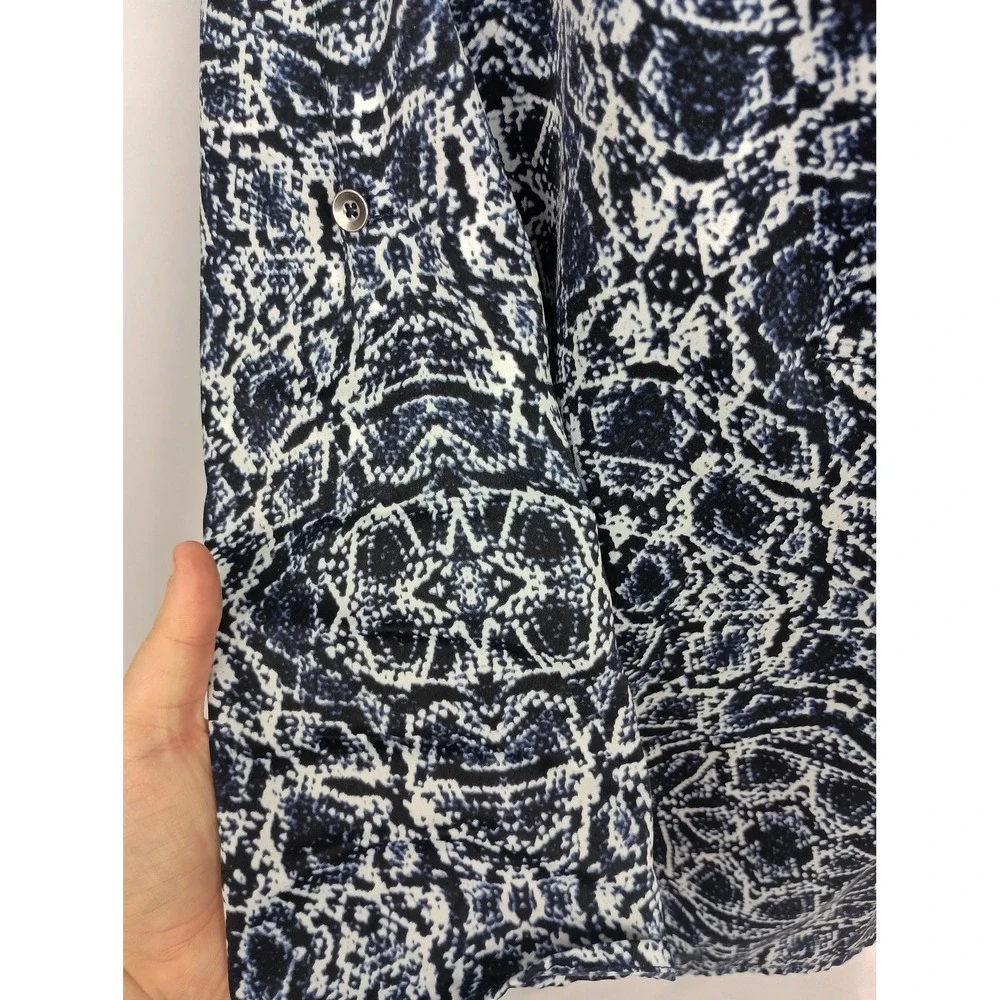 Rock republic navy blue tunic blouse S church office mature animal‎ print tribal